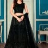 Black Sequined Cocktail Lehenga Choli In Net -Riwaayat Store p4038lc01