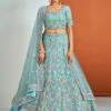 Blue Embroidered Bridesmaid Lehenga Choli With Dupatta -Riwaayat Store p4044lc02