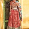 Orange Printed Festive Lehenga Choli With Dupatta -Riwaayat Store p4047lc01