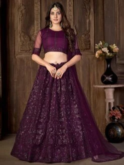Purple Sequined Lehenga Choli For Sangeet