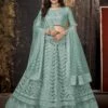 Green Sequins Embroidered Lehenga Choli In Net -Riwaayat Store p4052lc02