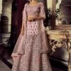 Pink Embroidered Bridesmaid Lehenga Choli In Net -Riwaayat Store p4055lc06