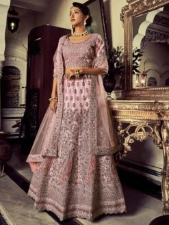 Pink Embroidered Bridesmaid Lehenga Choli In Net