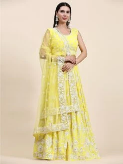 Yellow Embroidered Lehenga Choli In Georgette