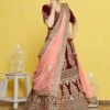 Red Zari Embroidered Bridal Lehenga In Velvet -Riwaayat Store p4067lc02