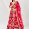 Pink Bridal Embroidered Lehenga Set In Velvet -Riwaayat Store p4067lc03
