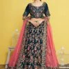 Blue Thread Embroidered Lengha Choli In Silk -Riwaayat Store p4067lc04