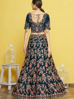 Blue Thread Embroidered Lengha Choli In Silk -Riwaayat Store p4067lc04 2