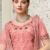 Peach Net Lehenga With Thread Embroidery -Riwaayat Store p4073lc01 1