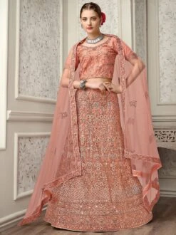 Orange Wedding Wear Embroidered Lehenga Set -Riwaayat Store p4073lc03