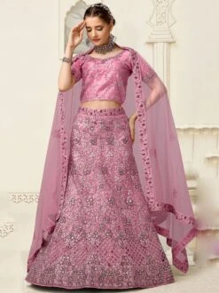 Pink Thread Embroidered A Line Lehenga Set -Riwaayat Store p4073lc04