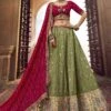 Green Wedding Wear Rayon Lengha With Zari Work -Riwaayat Store p4075lc02