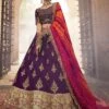 Purple Embroidered Lengha Choli With Printed Dupatta -Riwaayat Store p4075lc03