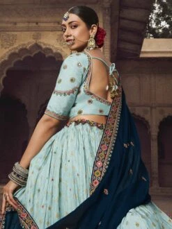 Blue Mirror Work Festive Lehenga Set In Rayon 7 Blue Mirror Work Festive Lehenga Set In Rayon -Riwaayat Store p4075lc09 2