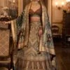 Grey Traditional Woven Lehenga Set In Silk -Riwaayat Store p4076lc04