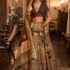 Brown Bridal Silk Lengha Set With Woven Work 2 Brown Bridal Silk Lengha Set With Woven Work -Riwaayat Store p4076lc06