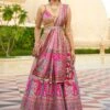 Pink Silk Lahanga With Heavy Embroidery