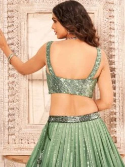 Green Shaded Sequined Lehenga Choli Set -Riwaayat Store p4082lc05 2