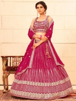 Pink Sequins Embroidered Bridesmaid Lehenga Set