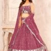Pink Sequined Bridesmaid Lengha In Georgette 1 Pink Sequined Bridesmaid Lengha In Georgette -Riwaayat Store p4082lc08