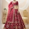 Pink Embroidered Bridesmaid Lengha Choli Set -Riwaayat Store p4088lc02