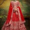 Red Embroidered Wedding Wear Lehenga With Dupatta -Riwaayat Store p4089lc02