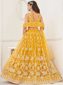 Yellow Embroidered Bridesmaid Lengha In Net -Riwaayat Store p4090lc01 2