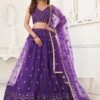 Purple Net Lehenga Choli With Sequins Embroidery 2 Purple Net Lehenga Choli With Sequins Embroidery -Riwaayat Store p4090lc03