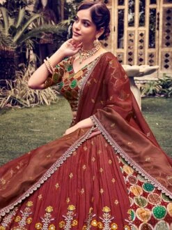 Brown Silk Lengha With Sequins Embroidery -Riwaayat Store p4094lc03 1