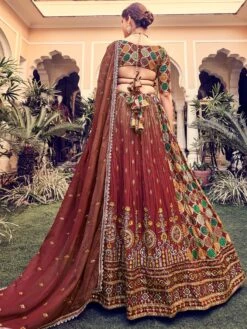 Brown Silk Lengha With Sequins Embroidery -Riwaayat Store p4094lc03 2