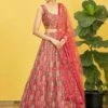 Red Orgnaza Lehenga Choli With Dupatta -Riwaayat Store p4097lc02