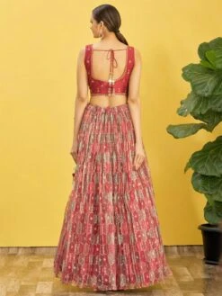 Red Orgnaza Lehenga Choli With Dupatta 7 Red Orgnaza Lehenga Choli With Dupatta -Riwaayat Store p4097lc02 2