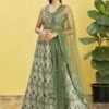 Green Pleated Pattern Lehenga Choli With Dupatta -Riwaayat Store p4097lc04