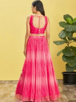Pink Pleated Patterns Lehenga With Embroidered Blouse -Riwaayat Store p4097lc10 2