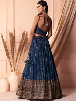 Blue Bridesmaid Net Lehenga In Sequins Work 7 Blue Bridesmaid Net Lehenga In Sequins Work -Riwaayat Store p4098lc01 2