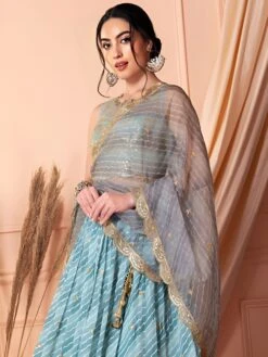 Blue Lehariya Lehenga Choli In Georgette -Riwaayat Store p4099lc01 1