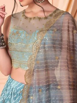 Blue Lehariya Lehenga Choli In Georgette -Riwaayat Store p4099lc01 2