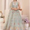 Grey A Line Lehenga Choli With Embroidery In Net -Riwaayat Store p4104lc02