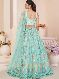Blue Net Lehenga With Embroidered Blouse In A Line Style -Riwaayat Store p4104lc03 2
