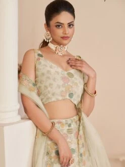 Cream Embroidered Lehenga Choli With Net Dupatta -Riwaayat Store p4104lc06 1