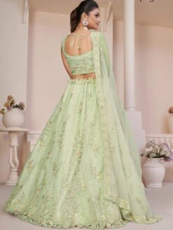 Green Net A Line Lehenga Choli With Embroidery -Riwaayat Store p4104lc13 2