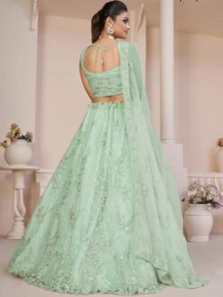 Turquoise Lehenga Choli With A Line Styled In Net -Riwaayat Store p4104lc14 2
