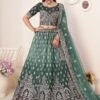 Green Satin Zari Embellished Lehenga Choli With Dupatta -Riwaayat Store p4104lc24