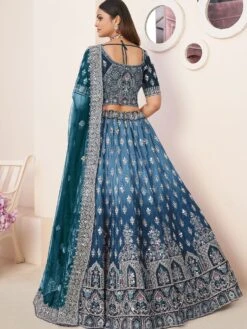 Blue Zari Embroidered Lehenga Choli In Satin -Riwaayat Store p4104lc26 2