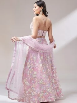 Pink Sequined Bridesmaid Lehenga With Dupatta -Riwaayat Store p4106lc01 2
