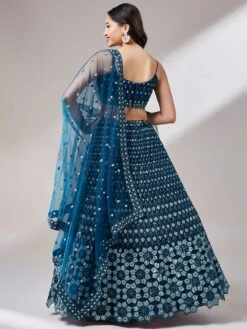 Blue Bridesmaid Sequined Lehenga Choli In Net -Riwaayat Store p4106lc04 2
