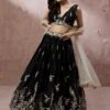 Black Designer Lehenga With Heavy Embroidery -Riwaayat Store p4106lc05