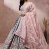 Grey Embroidered Bridesmaid Lengha In Georgette -Riwaayat Store p4106lc06