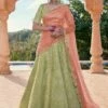 Green Embellished Silk Festive Style Lengha -Riwaayat Store p4109lc01