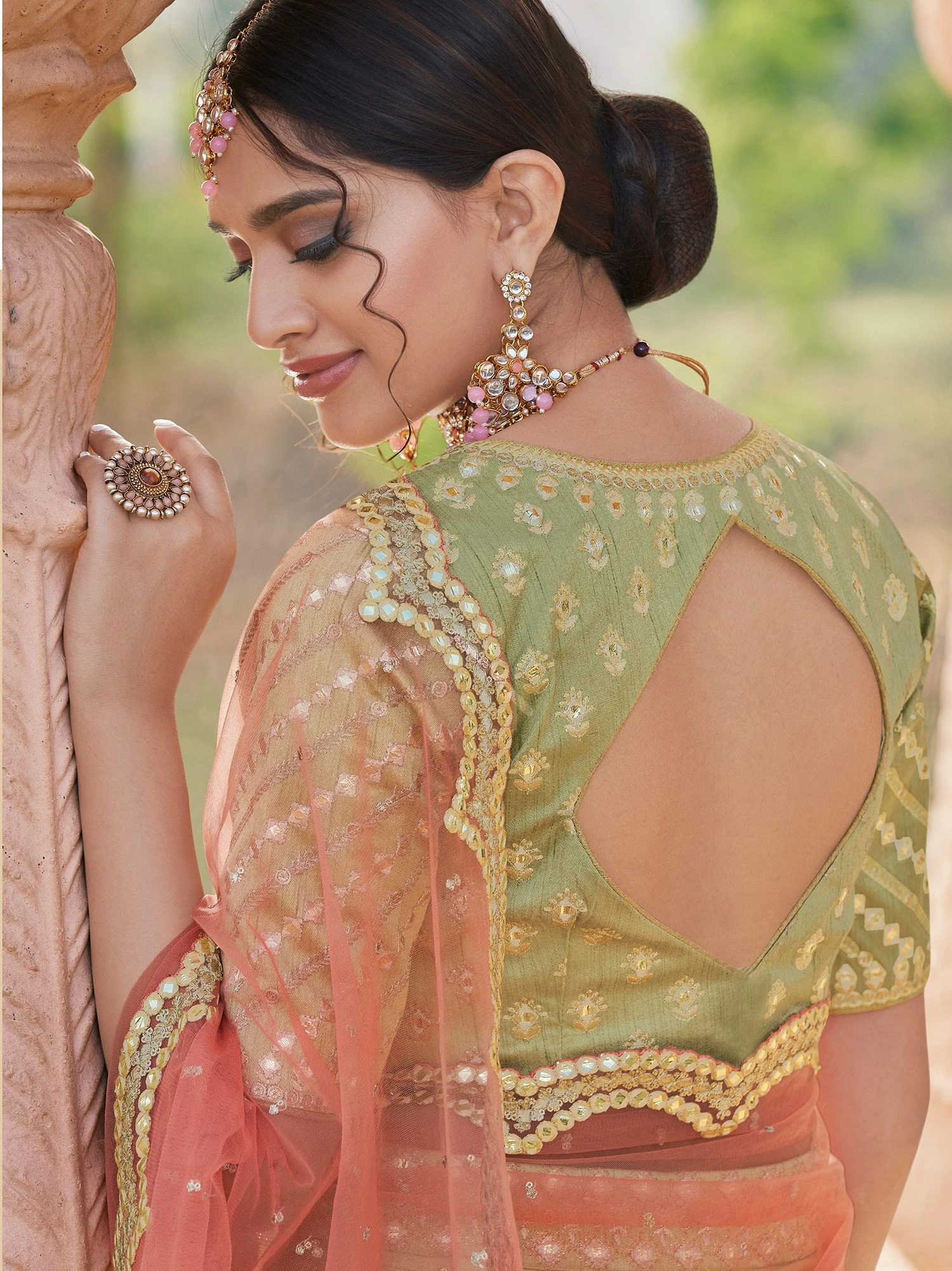 Green Embellished Silk Festive Style Lengha 5 Green Embellished Silk Festive Style Lengha - Image 3